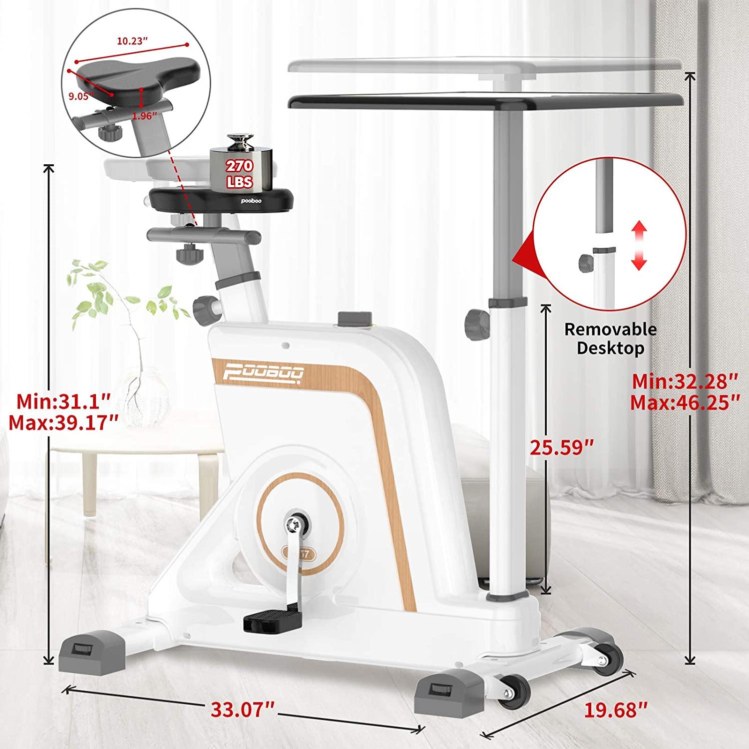 pooboo Desk Cycle Exercise Bike Indoor Cycling Bike Adjustable Magnetic Resistance Stationary Bike for Home Office - JOY2ESpree