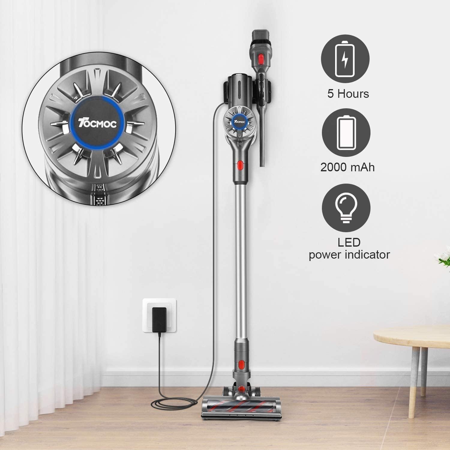 Cordless Vacuum, TOCMOC Vacuum Cleaner with 200W 22Kpa Super Suction Cordless Vacuum Cleaner 4 in 1 Handheld Stick Vacuum - JOY2ESpree
