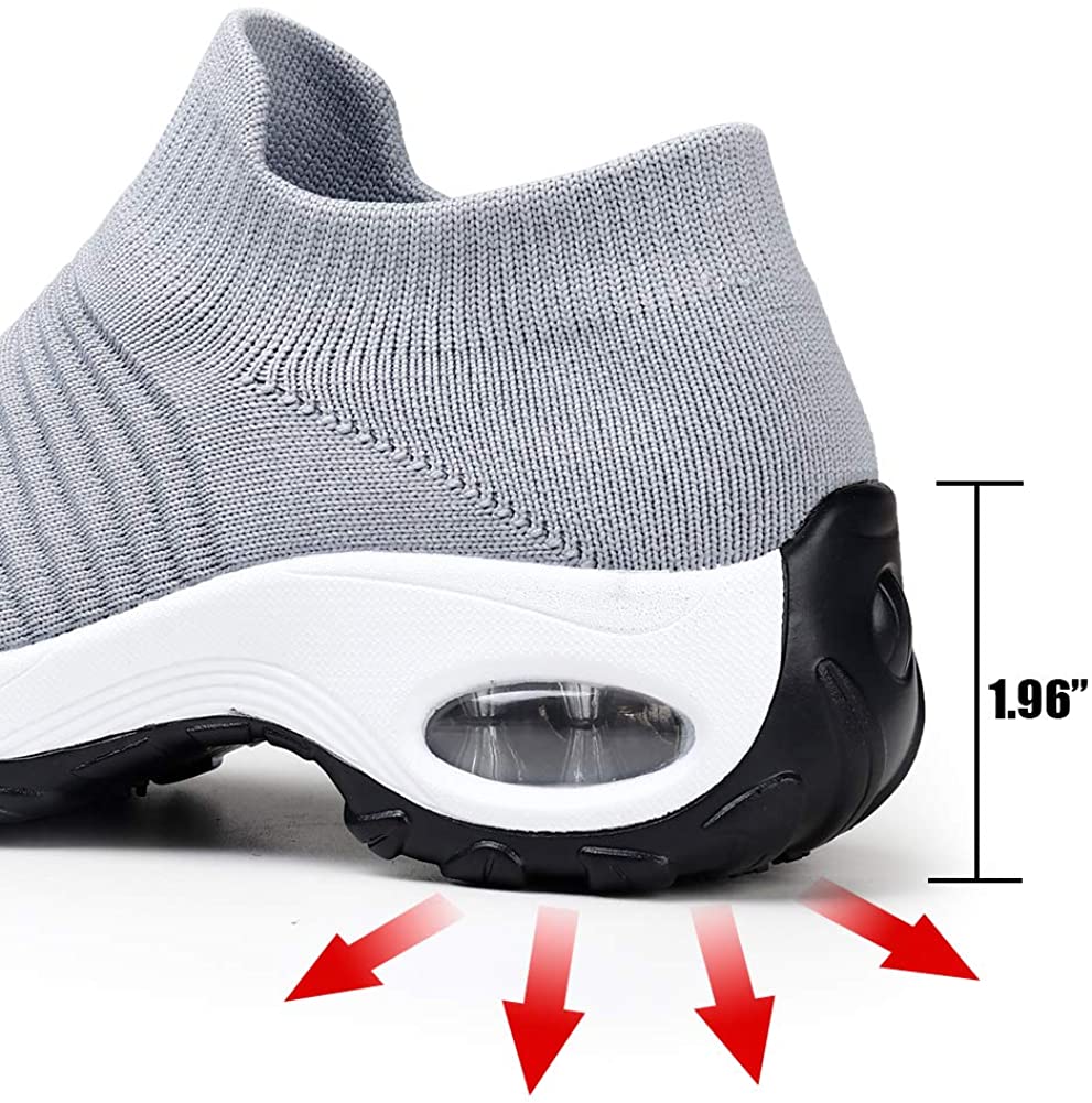 STQ Slip On Breathe Mesh Walking Shoes Women Fashion Sneakers Comfort Wedge Platform Loafers