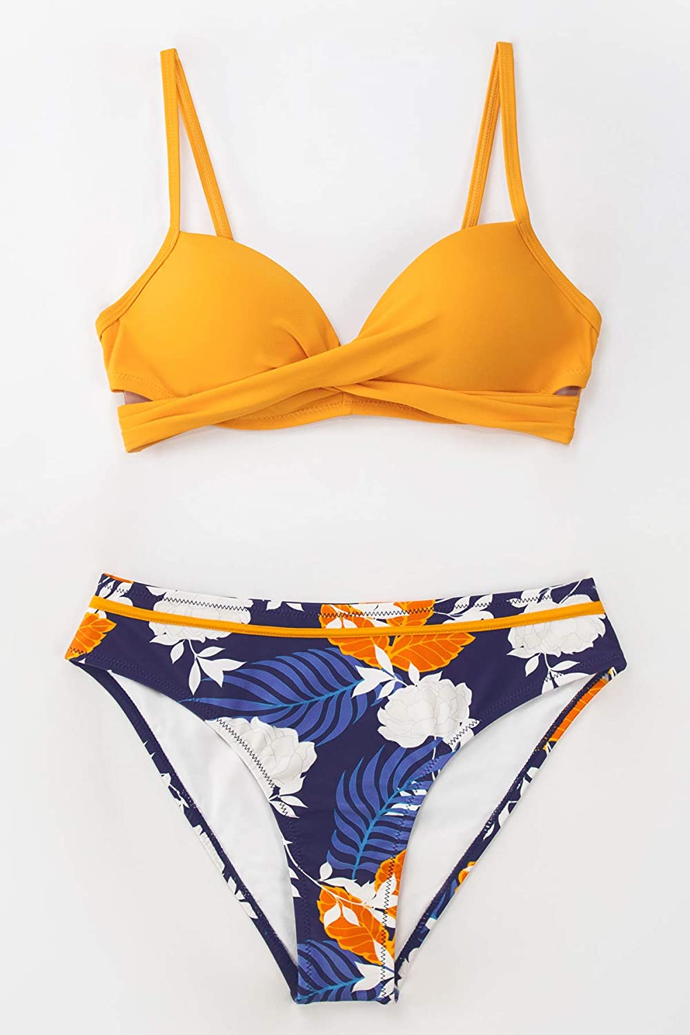CUPSHE Women's Wrap Top Floral Bottom Bathing Suit Two Piece Sexy Swimsuit