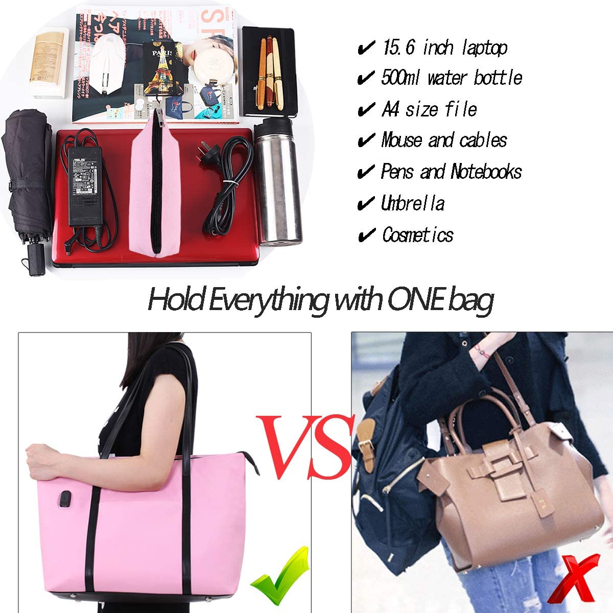 Laptop Tote Purse Large, Business Women Work Bag Teacher Tote Bag Many Pockets