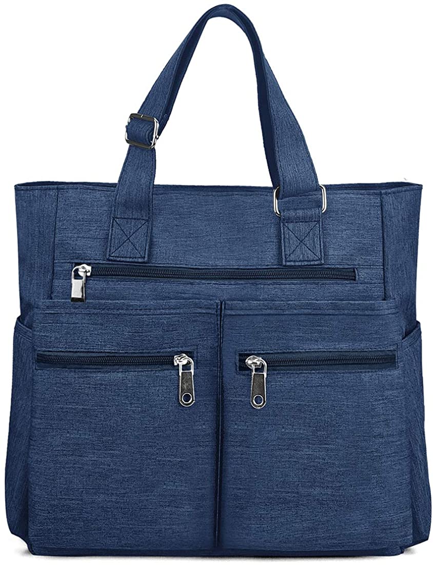 Canvas Tote Bag Waterproof Nylon Multi Pocket Shoulder Bags Laptop Work Bag Teacher Purse and Handbags for Women & Men
