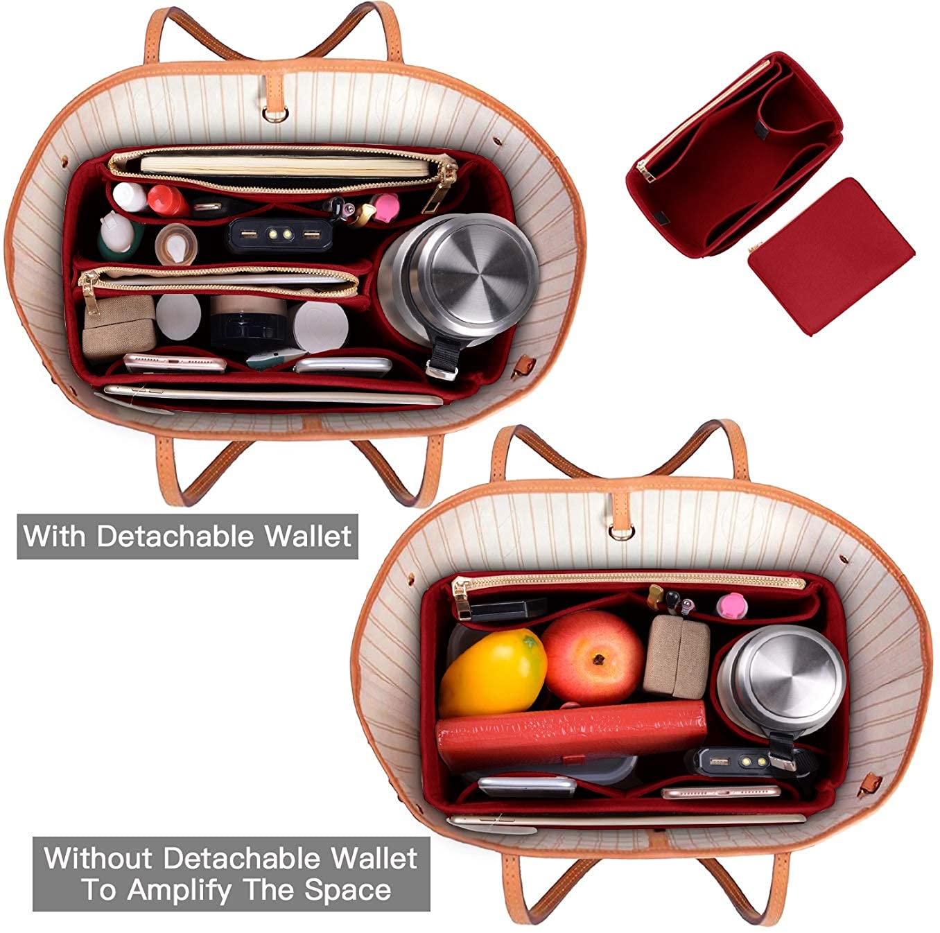 Purse Organizer, Felt Bag Organizer Insert Purse Organizer For LV Speedy, Neverfull, Tote, Handbag,Shaper 3 Sizes
