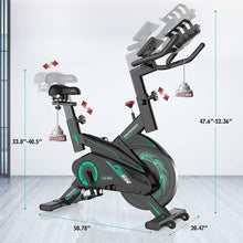 
                        
                          Cargar imagen en el visor de la galería, Pooboo Indoor Cycling Bike Belt Drive Exercise Bike Stationary with Comfortable Seat Cushion, Tablet Holder and LCD Monitor for Home Workout - JOY2ESpree
                        
                      