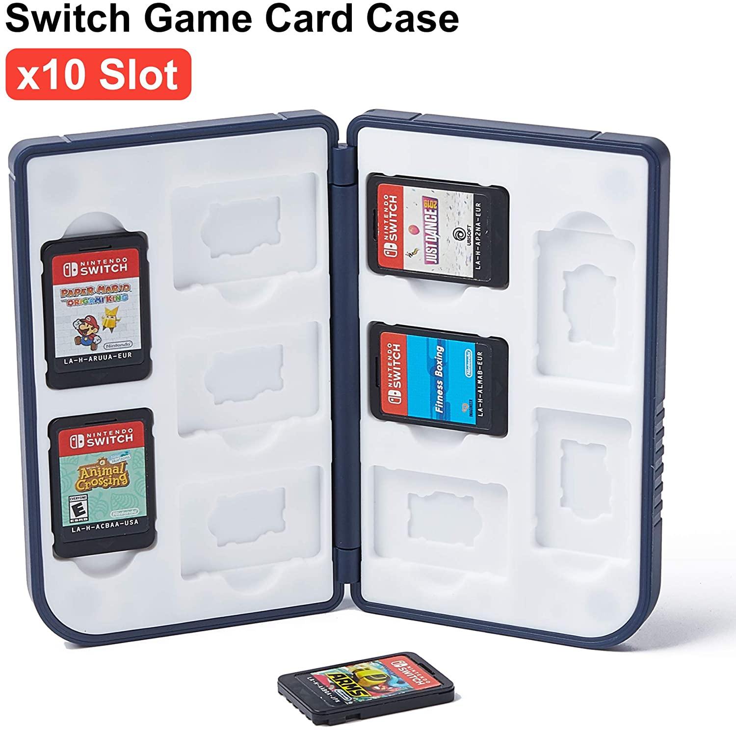 LeyuSmart Game Card Case for Nintendo Switch Games,10 Slot Card & MircoSD Card Storage Holder, Small Size Slim and Portable (White) - JOY2ESpree