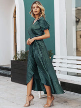 
                        
                          Load image into Gallery viewer, Miessial Women's Summer Chiffon V Neck Ruffle Maxi Dress Polka Dot Long Beach Wrap Dress
                        
                      