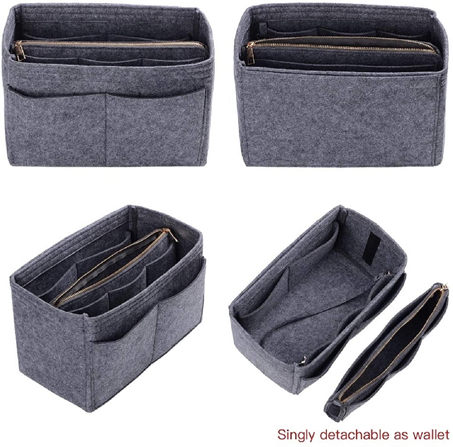 Purse Organizer Insert, Felt Bag organizer with zipper, Handbag & Tote Shaper, For Speedy Neverfull Tote, 5 Sizes