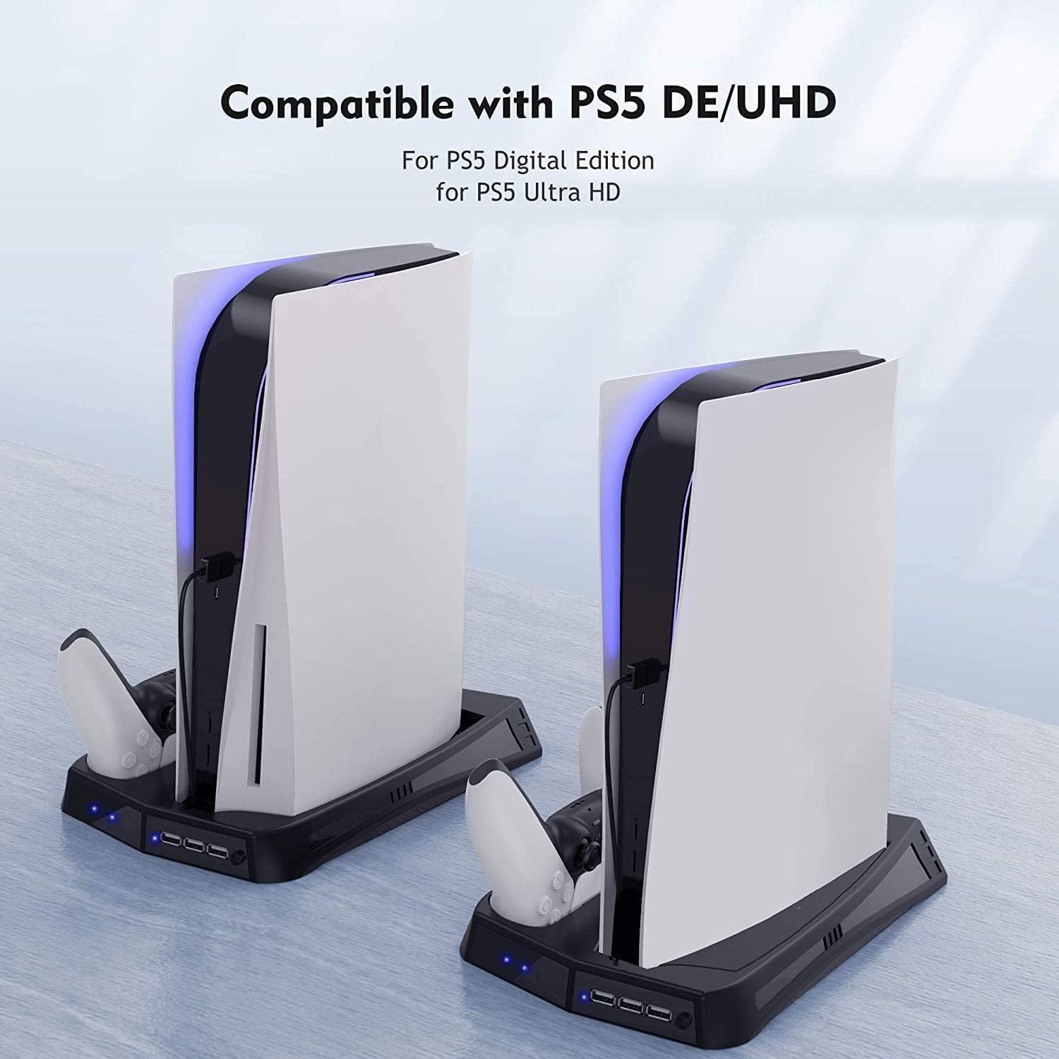 Vertical Stand with Cooling Fan, for PS5 and Playstation 5 Digital Edition Console - JOY2ESpree