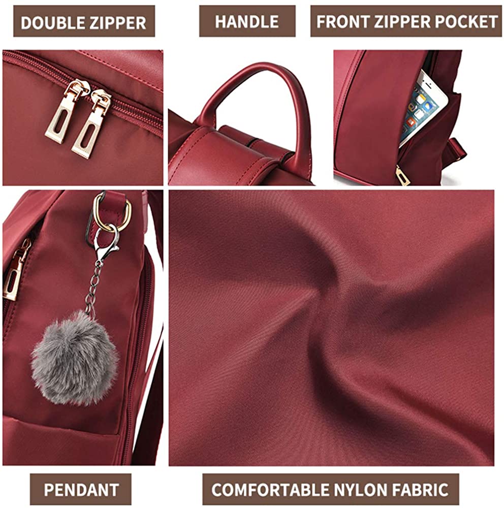 Women Backpack Purse Waterproof Nylon Anti-theft Rucksack Lightweight Shoulder Bag