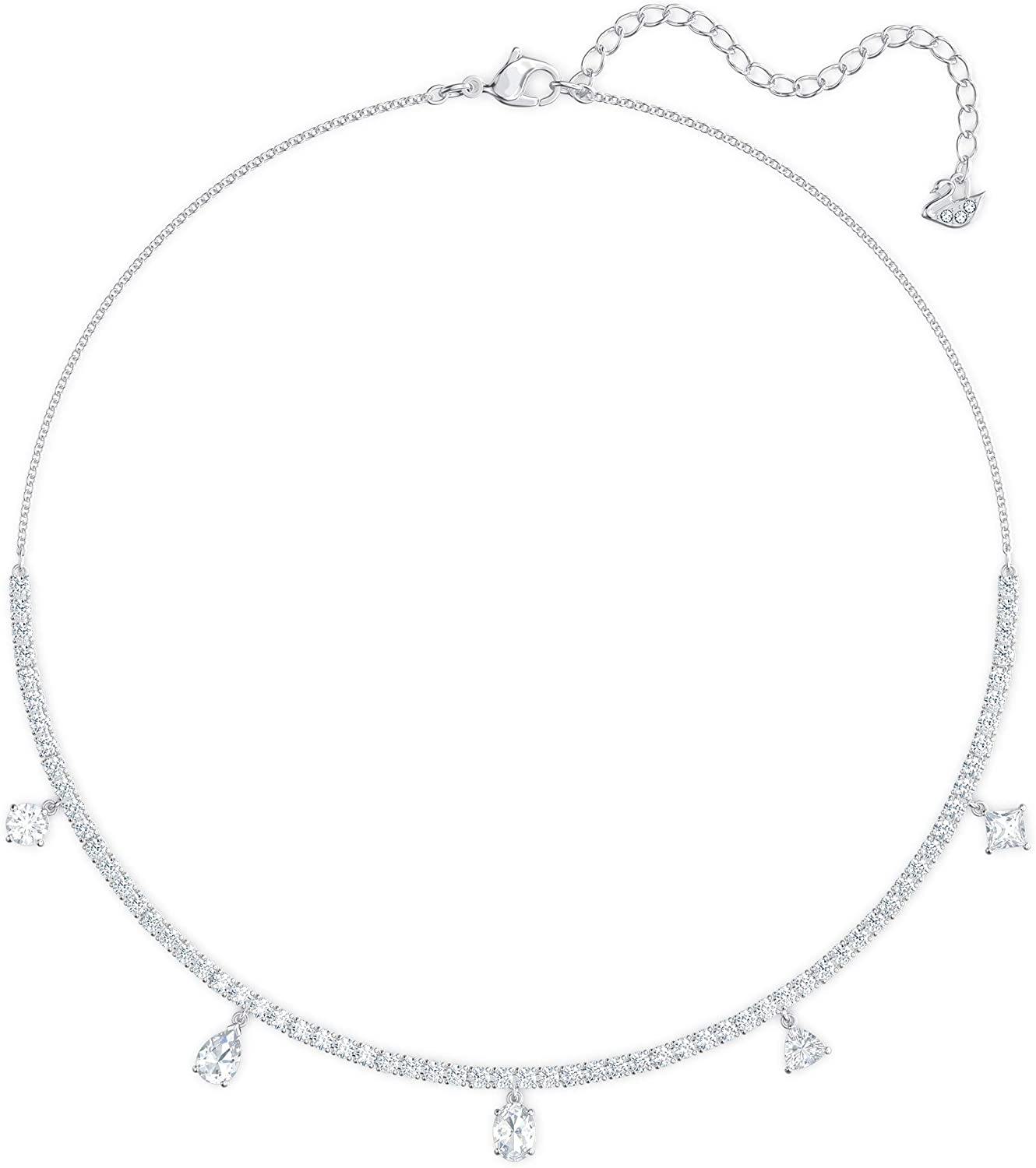 SWAROVSKI Women's Tennis Deluxe Jewelry Collection, Rhodium Finish, Rose Gold Tone Finish, Clear Crystals - JOY2ESpree
