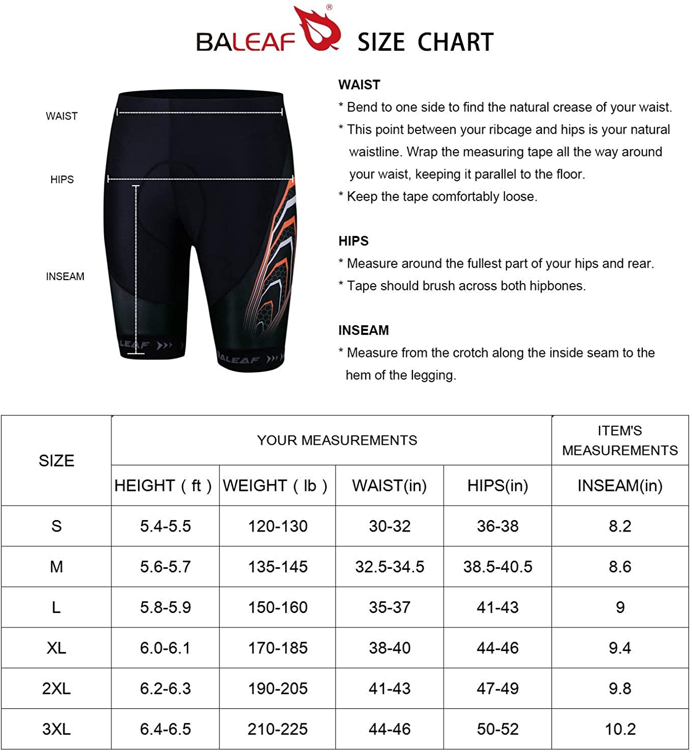BALEAF Men's Bike Shorts Padded Cycling Bicycle Road Bike Tights Biker Pockets UPF 50+