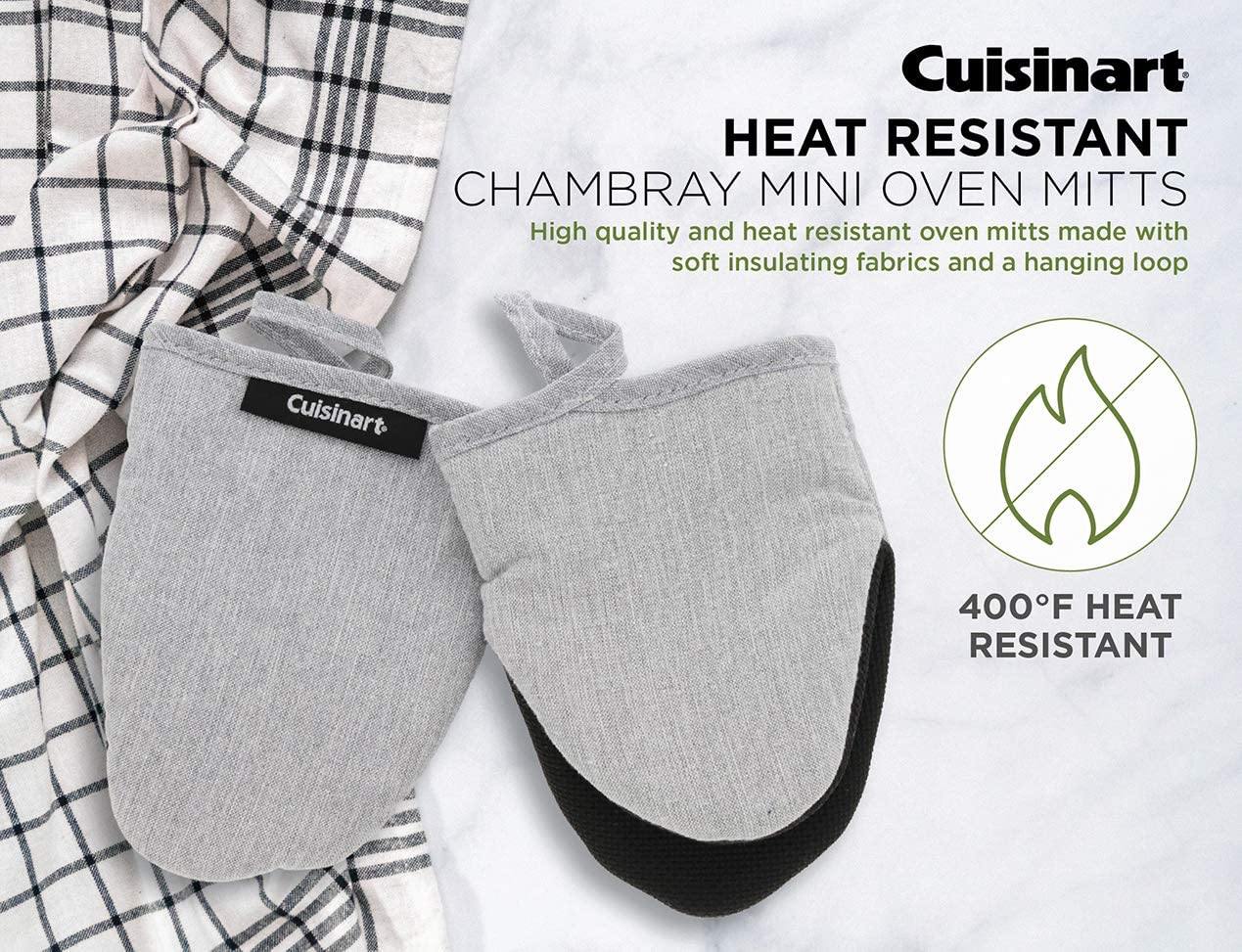 Cuisinart Chambray Neoprene Mini Oven Mitts, 2 Pack – Heat Resistant to 400 F . - JOY2ESpree