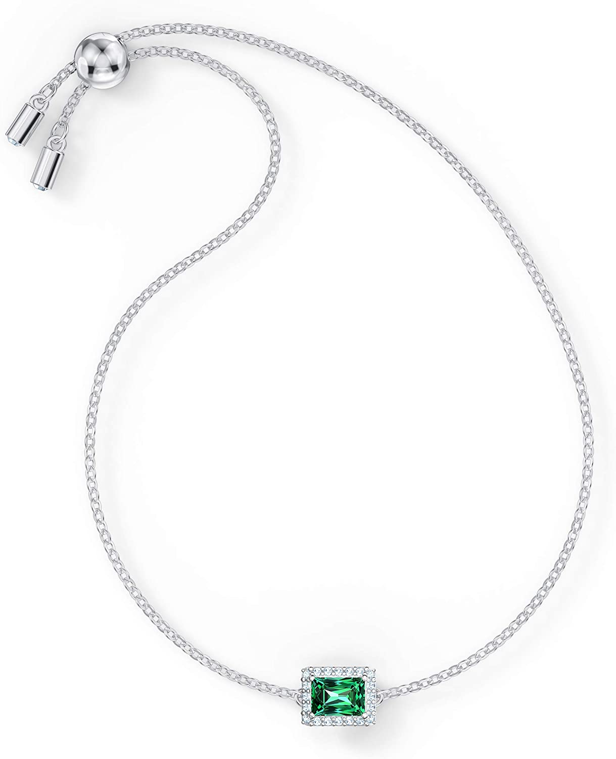 SWAROVSKI Women's Angelic Rectangular Jewelry Collection, Rhodium Finish, Green Crystals, Clear Crystals - JOY2ESpree