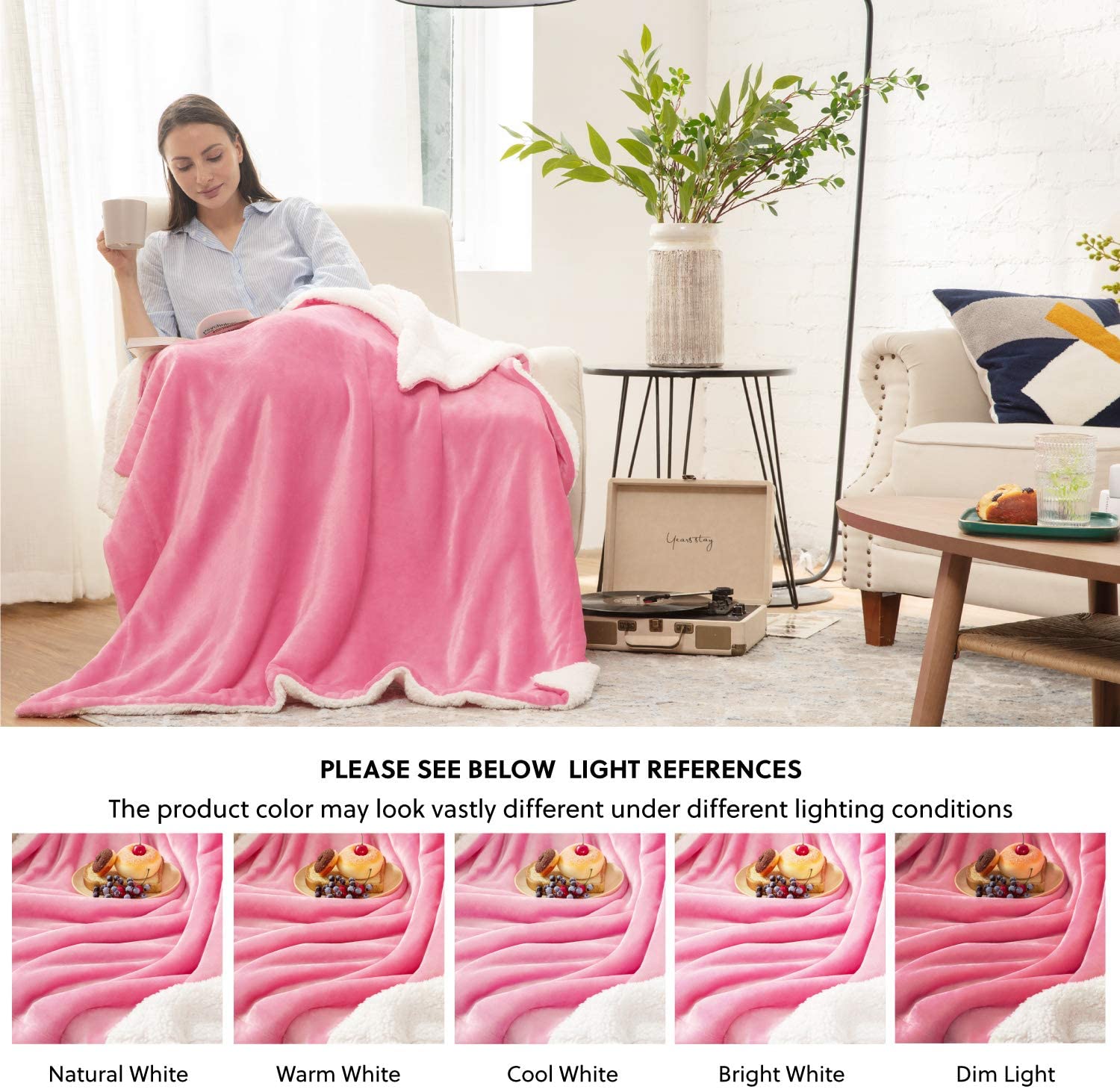 Bedsure Sherpa Fleece Blanket Throw Size Navy Lightweight Super Soft Cozy Luxury Bed Blanket Microfiber