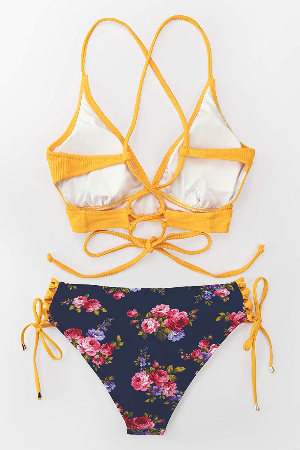 CUPSHE Women's Lace Up Bikini Swimsuit Adjustable Shoulder Straps Sets