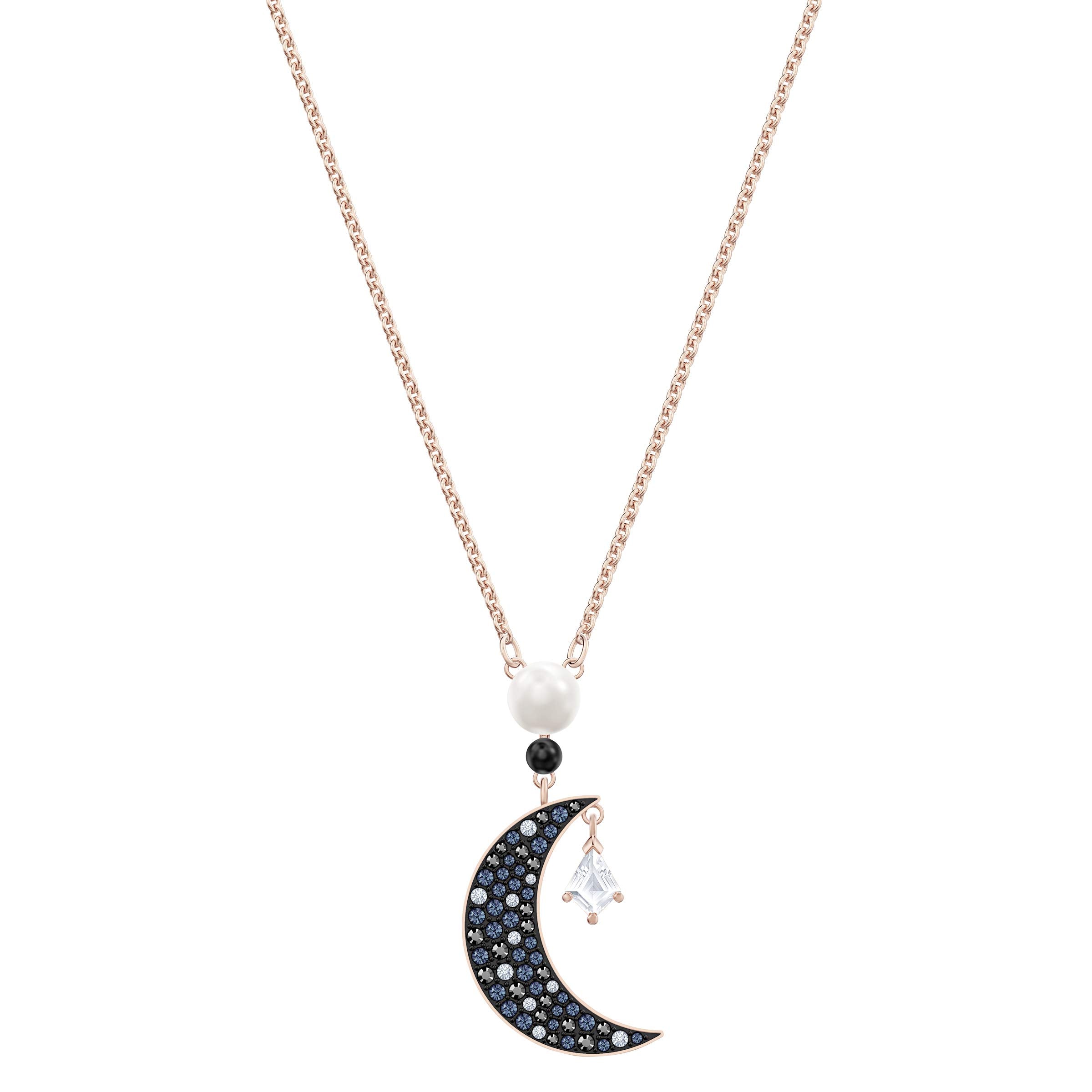 Swarovski Symbolic Collection Women's Moon Pendant Necklace, with Multi-Colored Crystals on a Rose-Gold Tone Plated Chain - JOY2ESpree