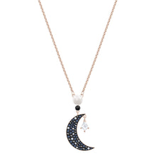 
                        
                          Load image into Gallery viewer, Swarovski Symbolic Collection Women's Moon Pendant Necklace, with Multi-Colored Crystals on a Rose-Gold Tone Plated Chain - JOY2ESpree
                        
                      