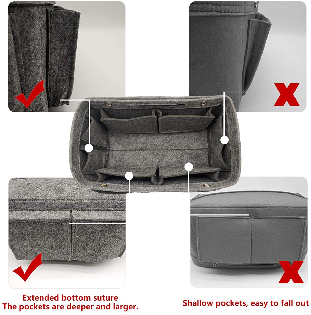 Felt Purse Organizer Insert Bag organizer Multi Pocket Bag in Bag Organizer Shaper