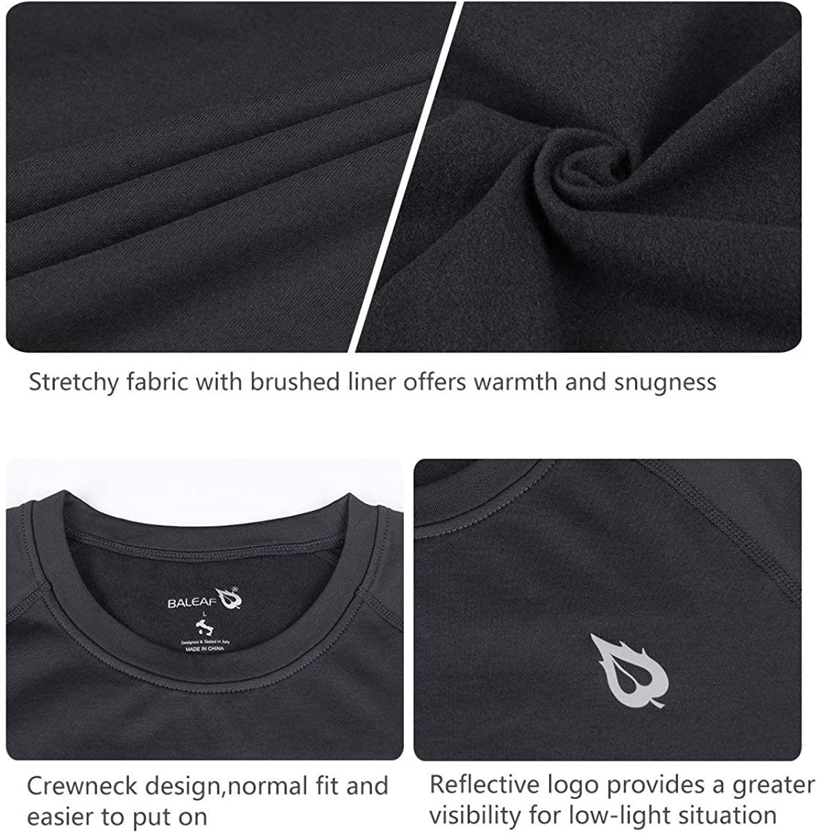 BALEAF Youth Boys'/Girls' Thermal Compression Sports Shirts Long Sleeve Fleece Base Layer Crew Neck