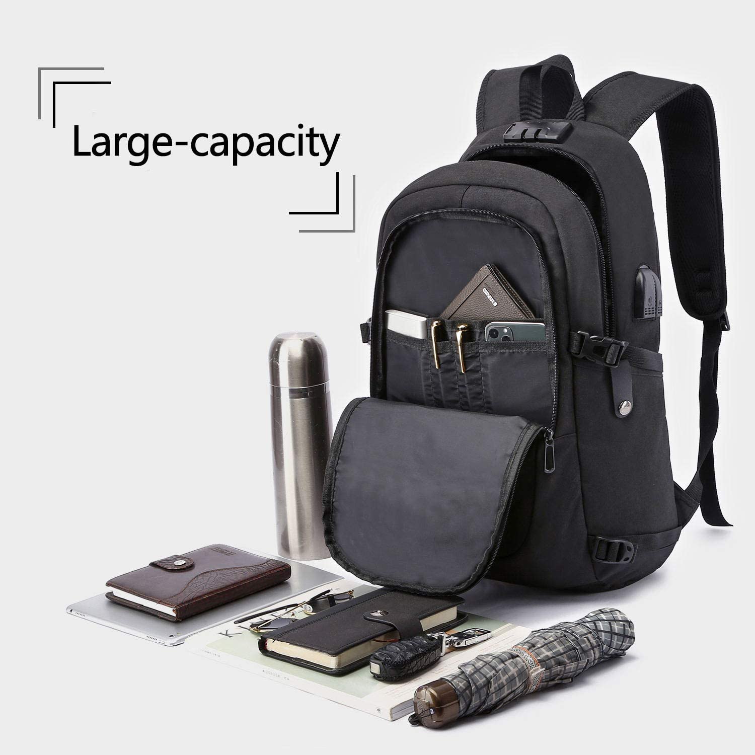 Laptop Backpack,Business Travel Anti Theft Backpack for Men Women with USB Charging Port