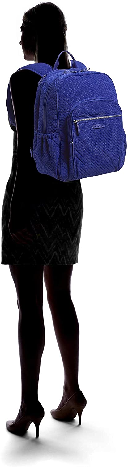 Vera Bradley Women's Microfiber Campus Backpack, Classic Navy, One Size