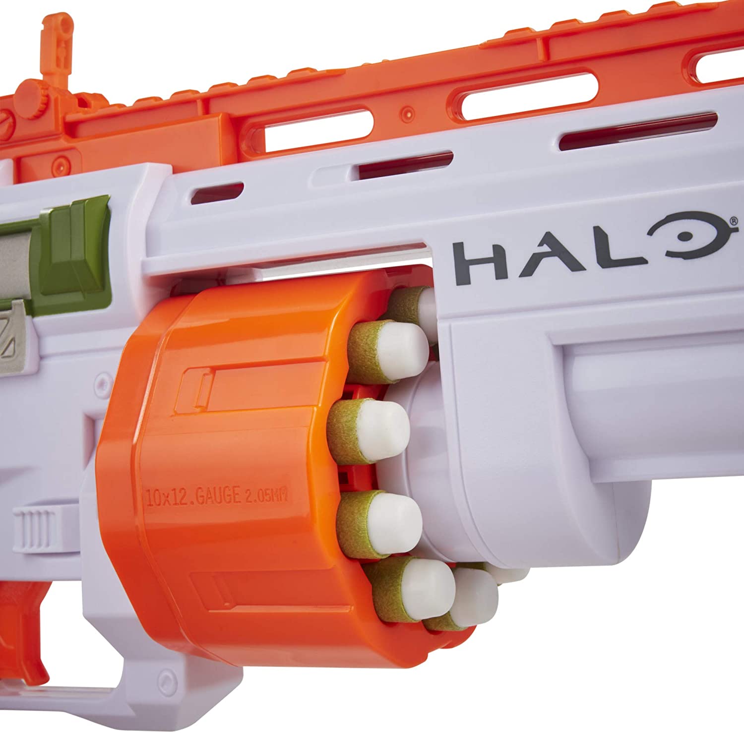 NERF Halo Bulldog SG Dart Blaster -- Pump-Action, Rotating 10-Dart Drum, Tactical Rails, 10 Official Elite Darts, Skin Unlock Code