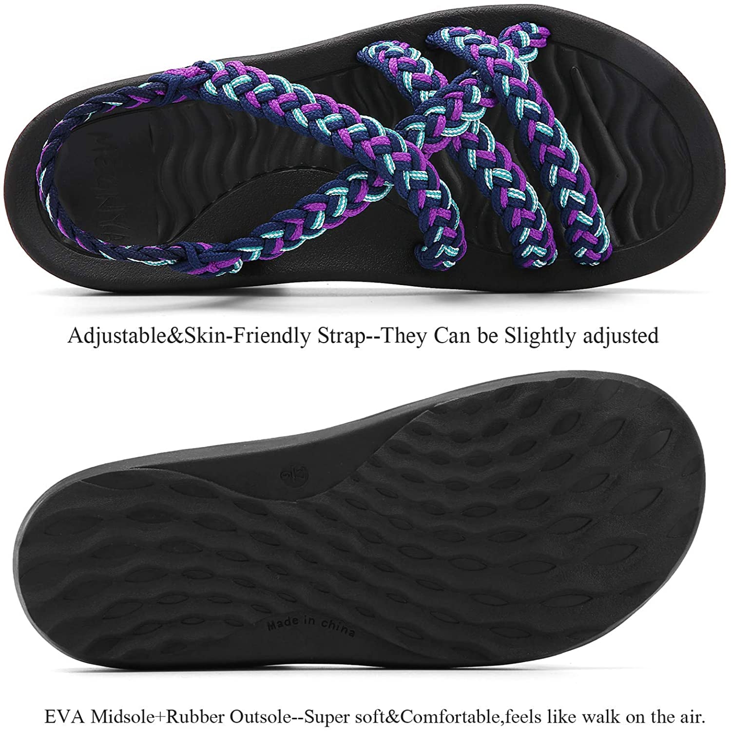 MEGNYA Women's Comfortable Walking Sandals with Arch Support Waterproof for Walking/Hiking/Travel/Wedding/Water Spot/Beach