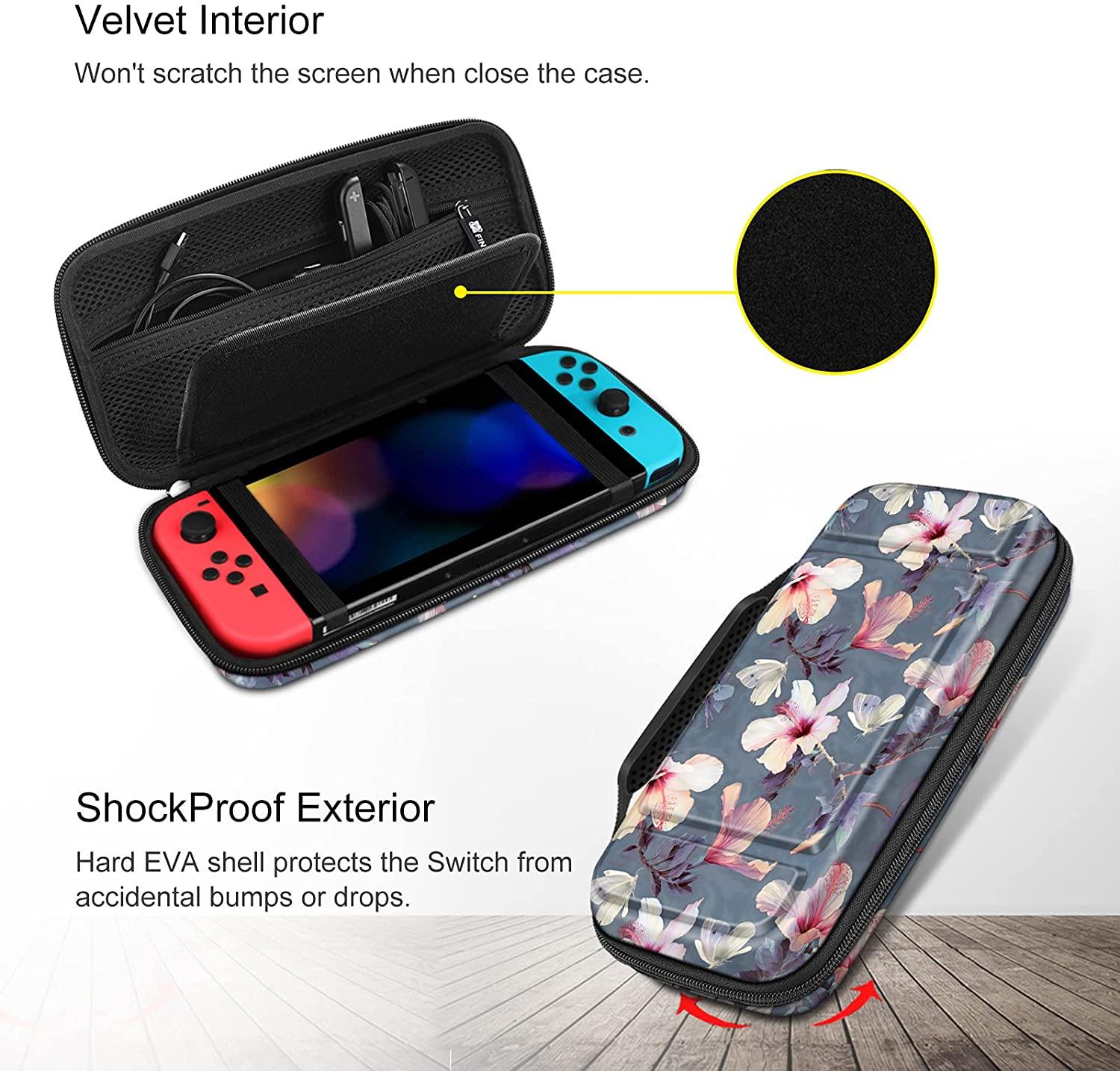 Fintie Carry Case for Nintendo Switch - [Shockproof] Hard Shell Protective Cover Travel Bag w/10 Game Card Slots - JOY2ESpree