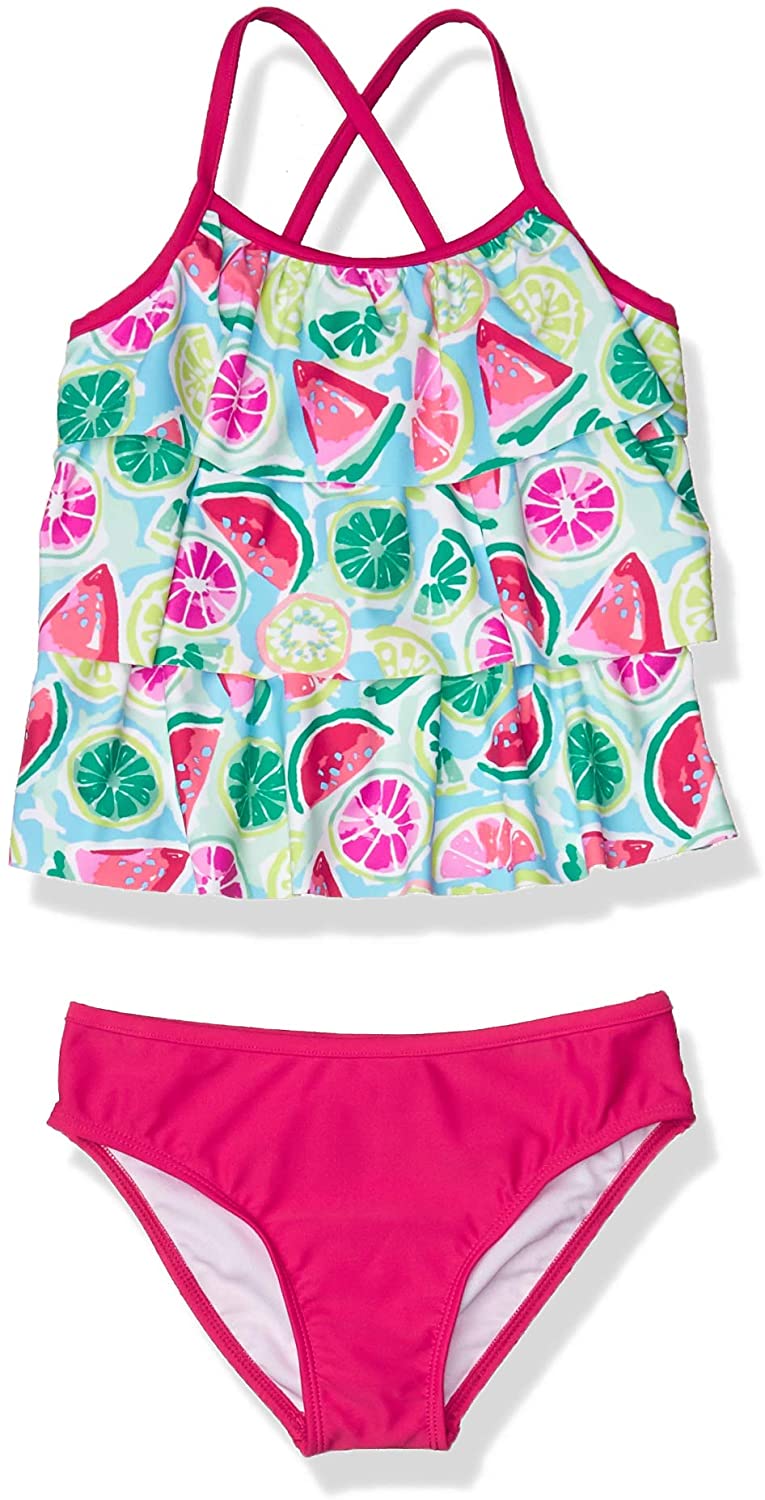 Tommy Bahama Girls' Flounce Ruffle Tankini Two Piece Bikini Set