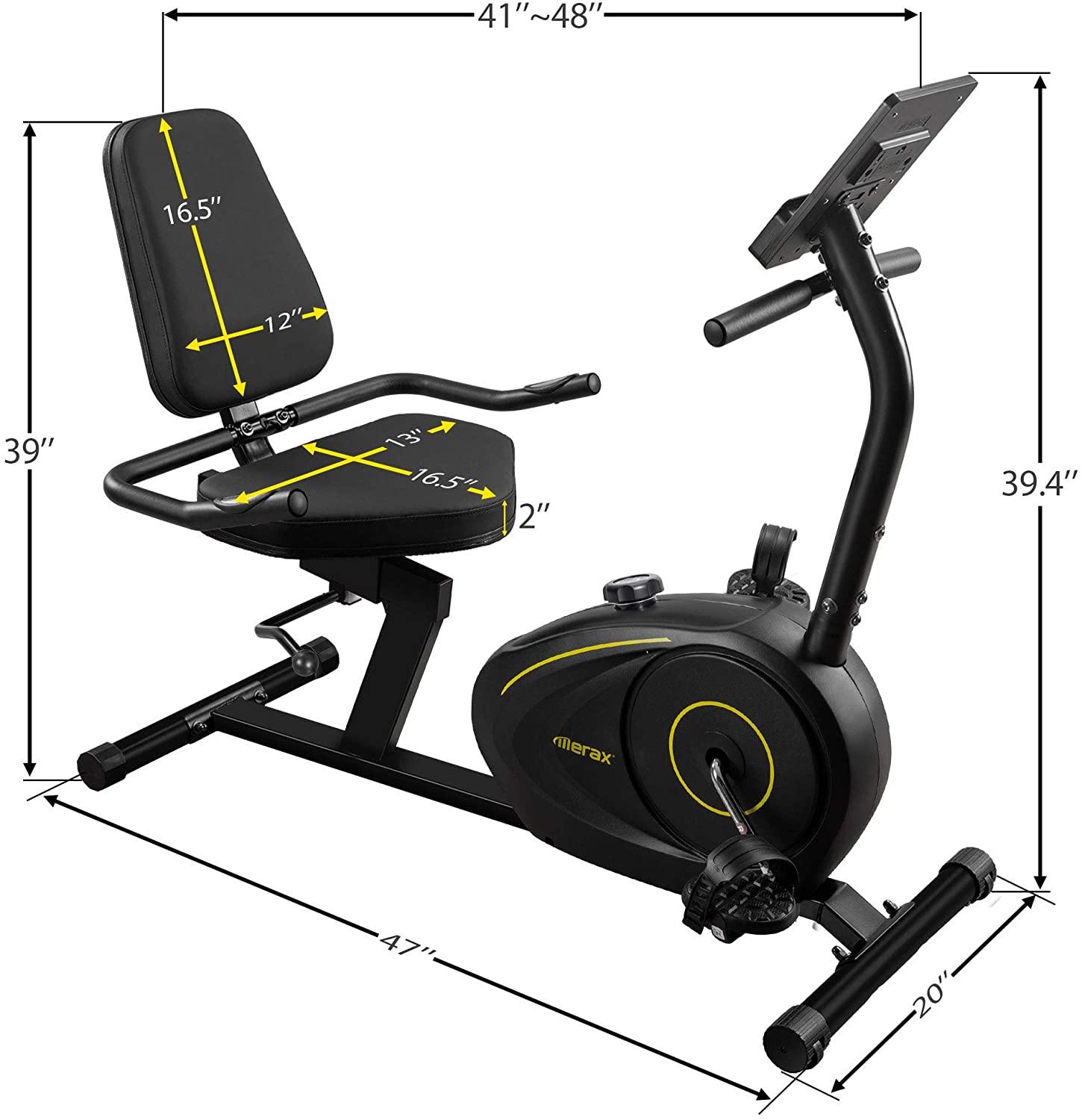 Merax Indoor Recumbent Exercise Bike Stationary Cycling Bike with Bluetooth, 8Level Magnetic Resistance, Adjustable Saddle - JOY2ESpree