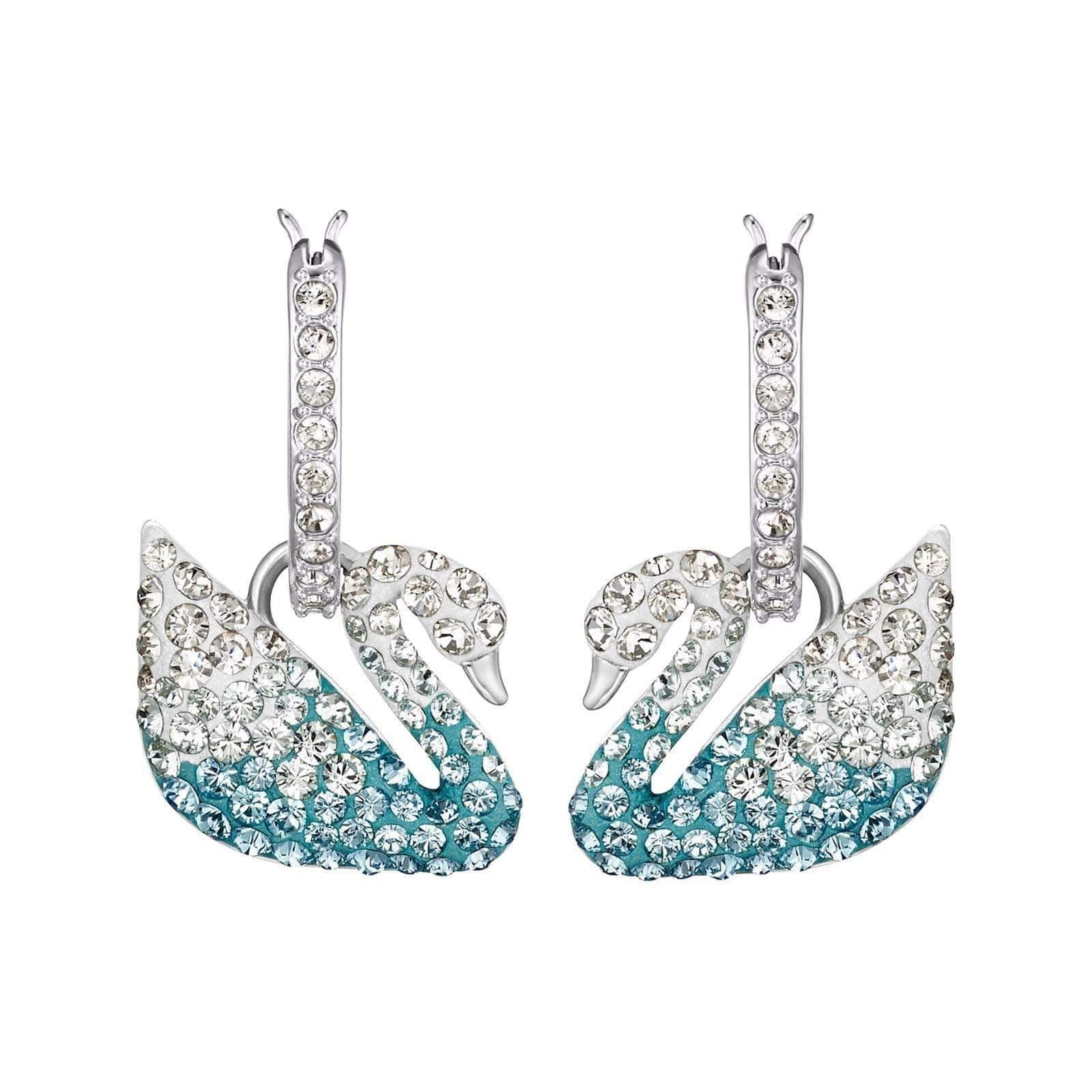 Swarovski Crystal Iconic Swan Earrings, Rhodium-Plated - JOY2ESpree