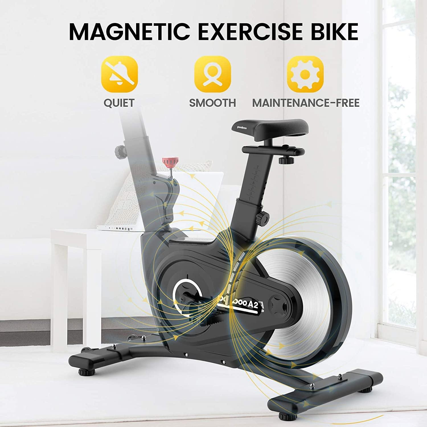 pooboo Magnetic Exercise Bikes Indoor Cycling Bikes Belt Driven Stationary Bike with LCD Display and Ipad Holder for Home Cardio Training - JOY2ESpree
