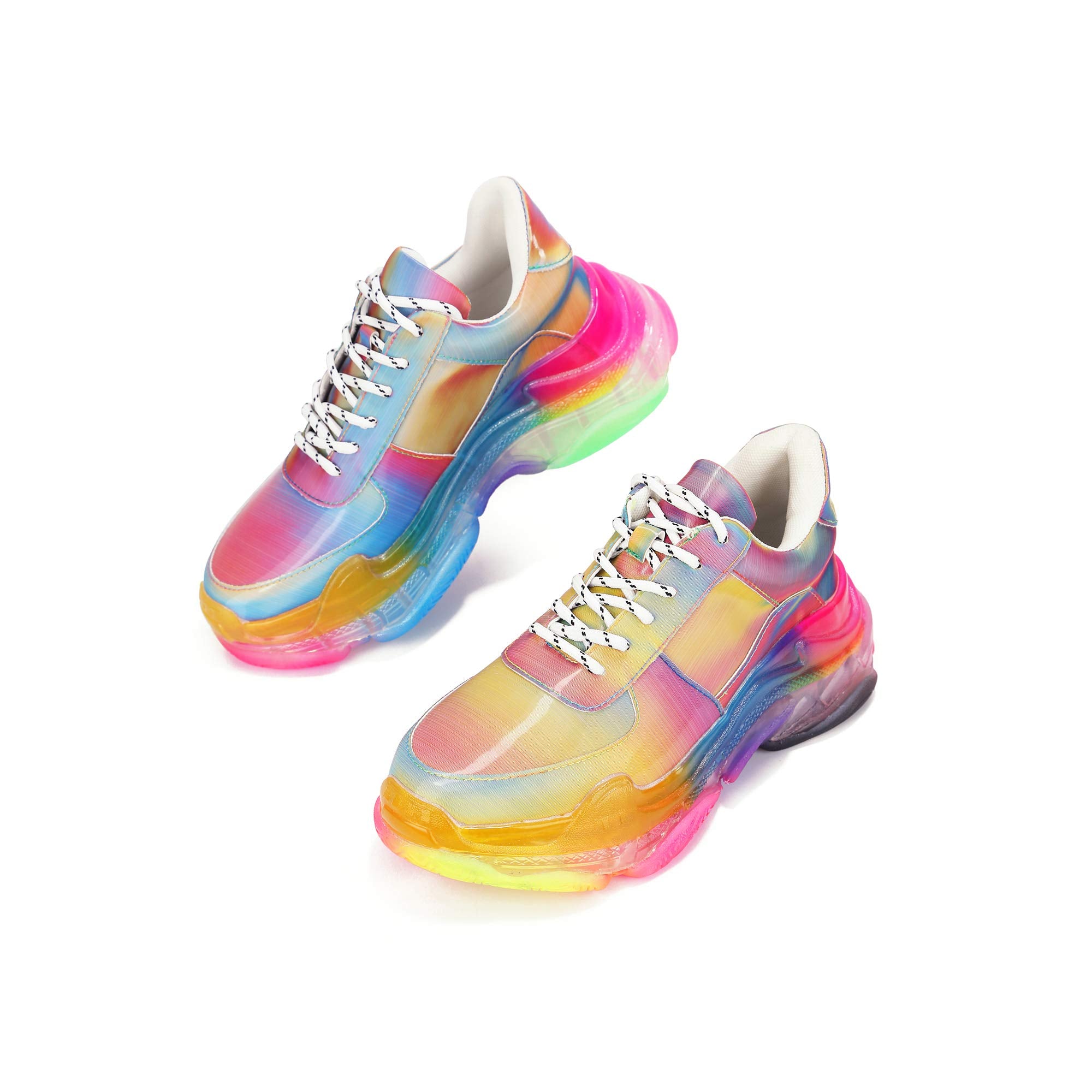 Cape Robbin Presents MDT Cyber Sneakers for Women, Wedge Fashion Sneaker Shoes for Women with Chunky Block Heels