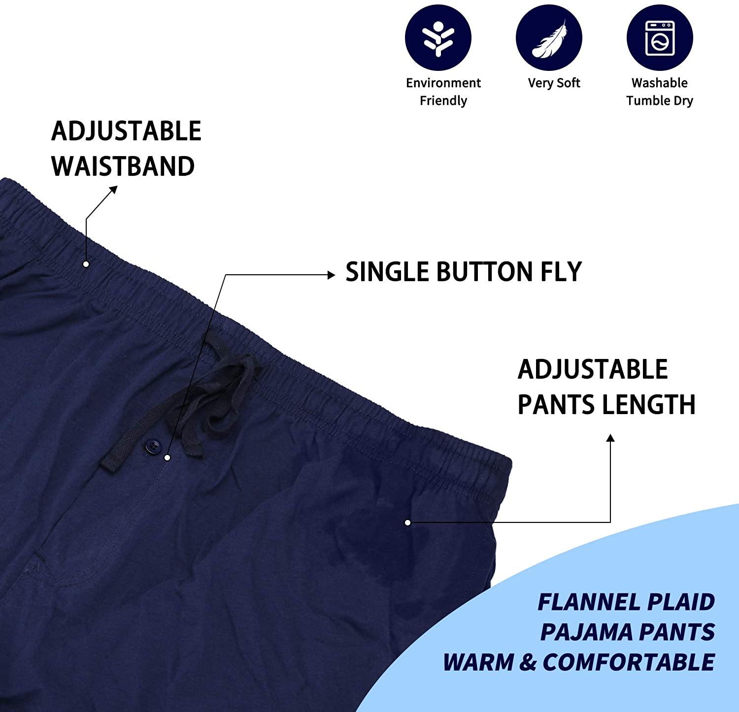 Bintangor Men's Sleep Pajama Pants 100% Cotton Knit Elastic Waistband Lounge Wear Long