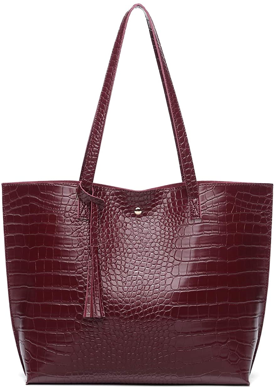 Women's Soft Faux Leather Tote Shoulder Bag from Dreubea, Big Capacity Tassel Handbag