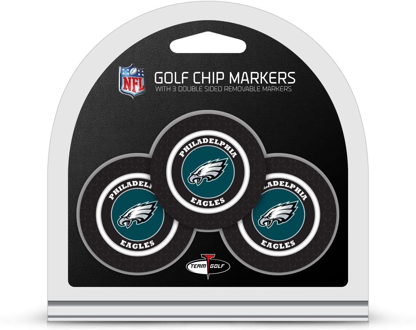 Team Golf NFL Golf Chip Ball Markers (3 Count), Poker Chip Size with Pop Out Smaller Double-Sided Enamel Markers - JOY2ESpree