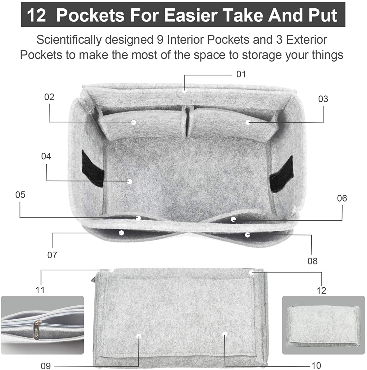 Purse Organizer Insert, Handbag & Tote Organizer, Bag in Bag, Perfect for Speedy Neverfull and More