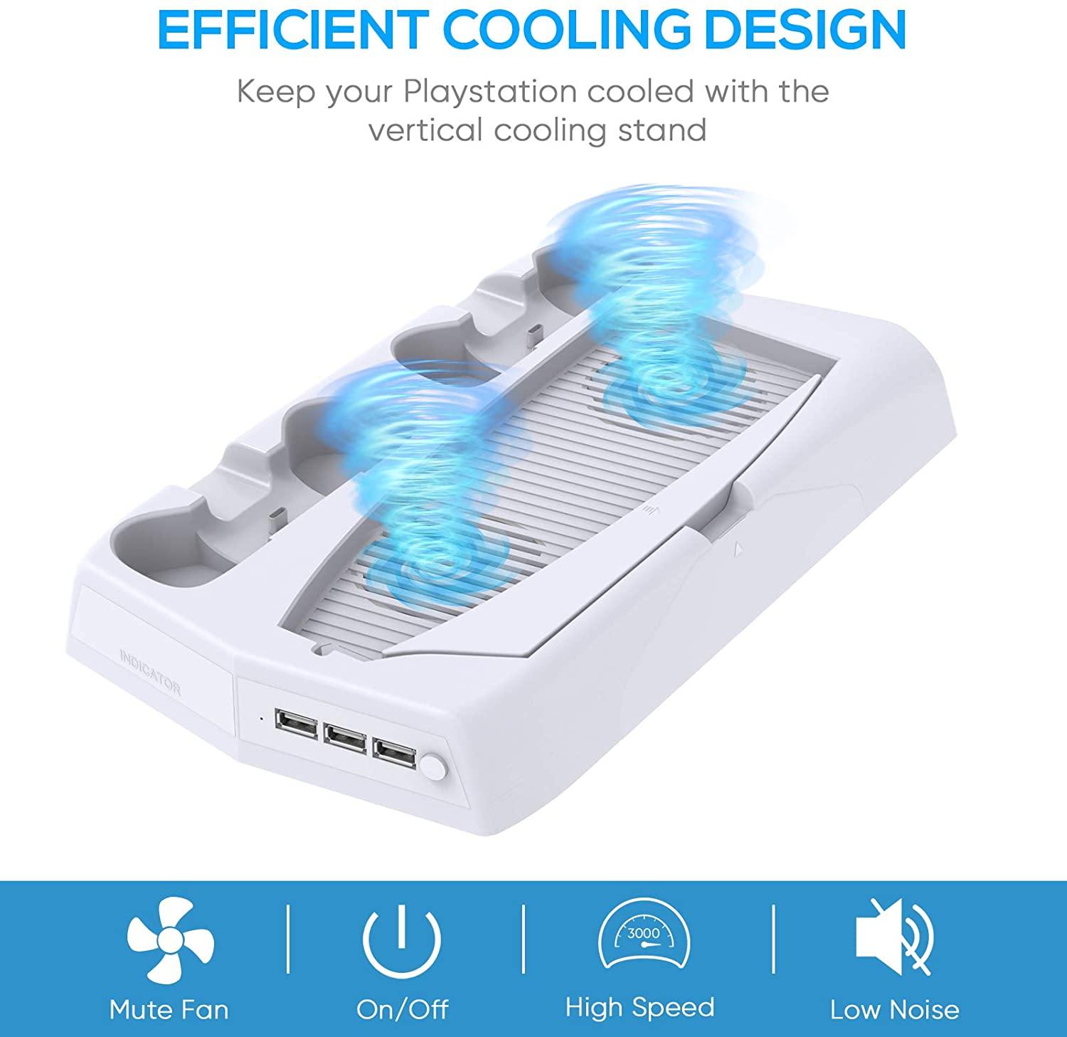 Vertical Stand for Playstation 5 with Cooling Fan Charging Station - JOY2ESpree