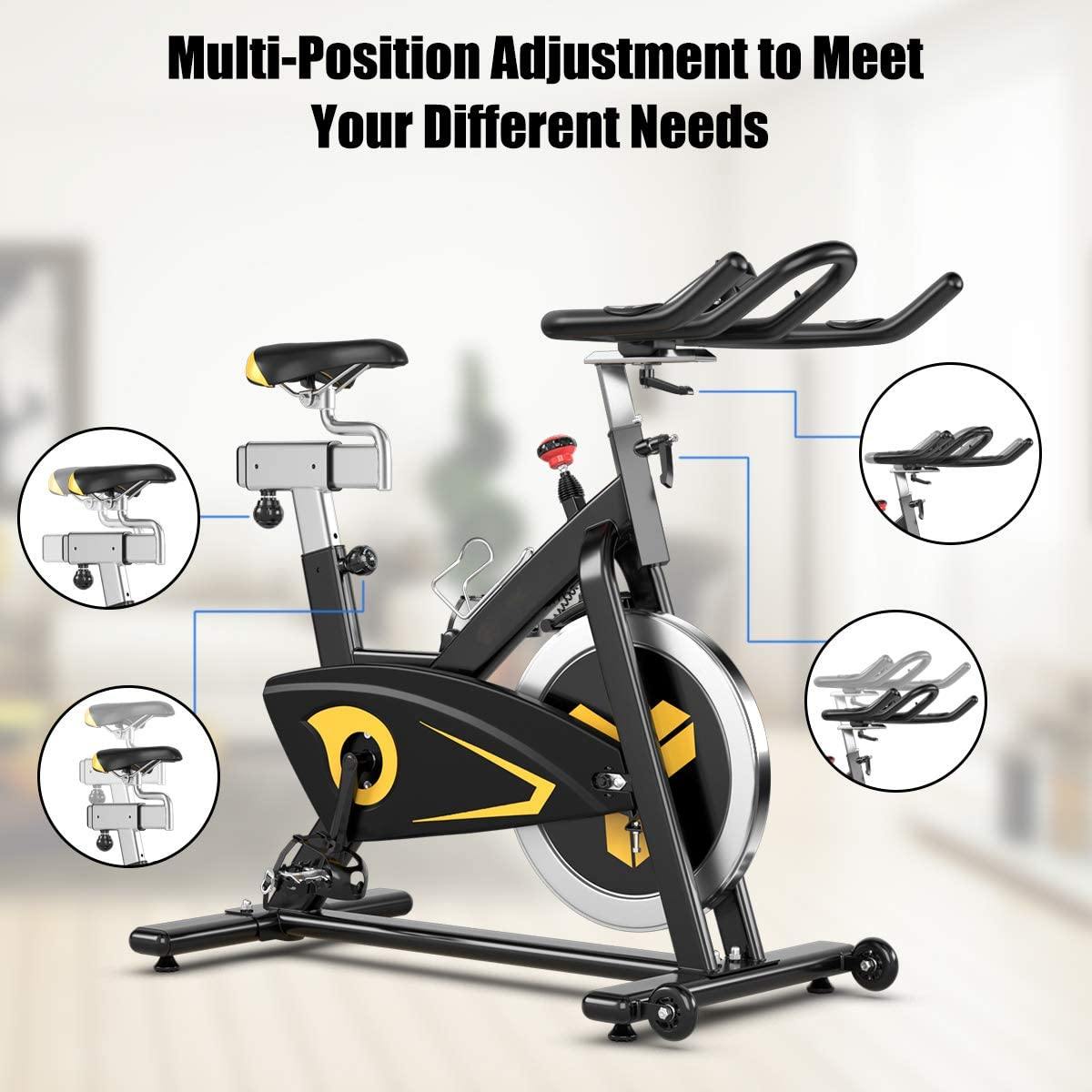 GYMAX Indoor Stationary Bike, 30LBS Flywheel Magnetic Cycling Bike with LCD Monitor - JOY2ESpree