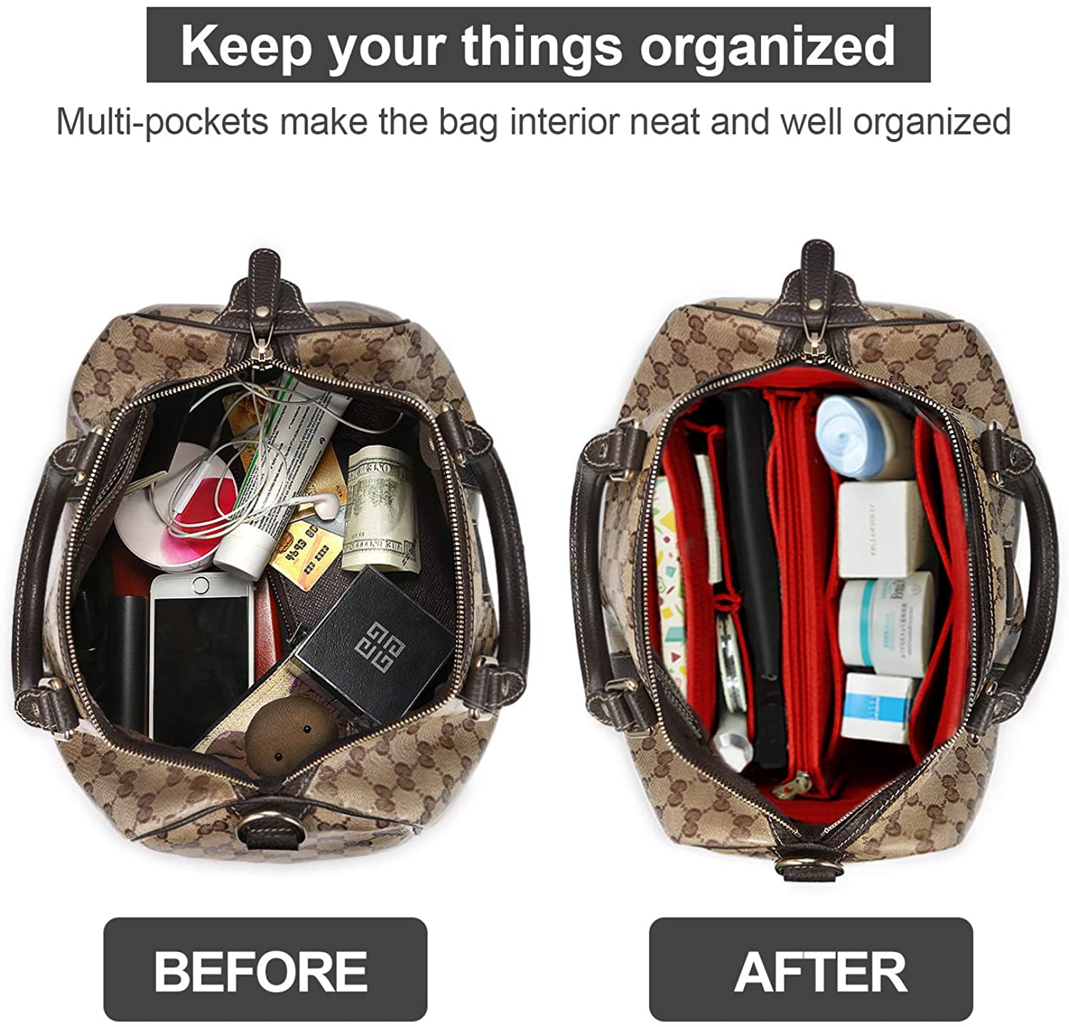 Purse Organizer Insert, Handbag & Tote Organizer, Bag in Bag, Perfect for Speedy Neverfull and More