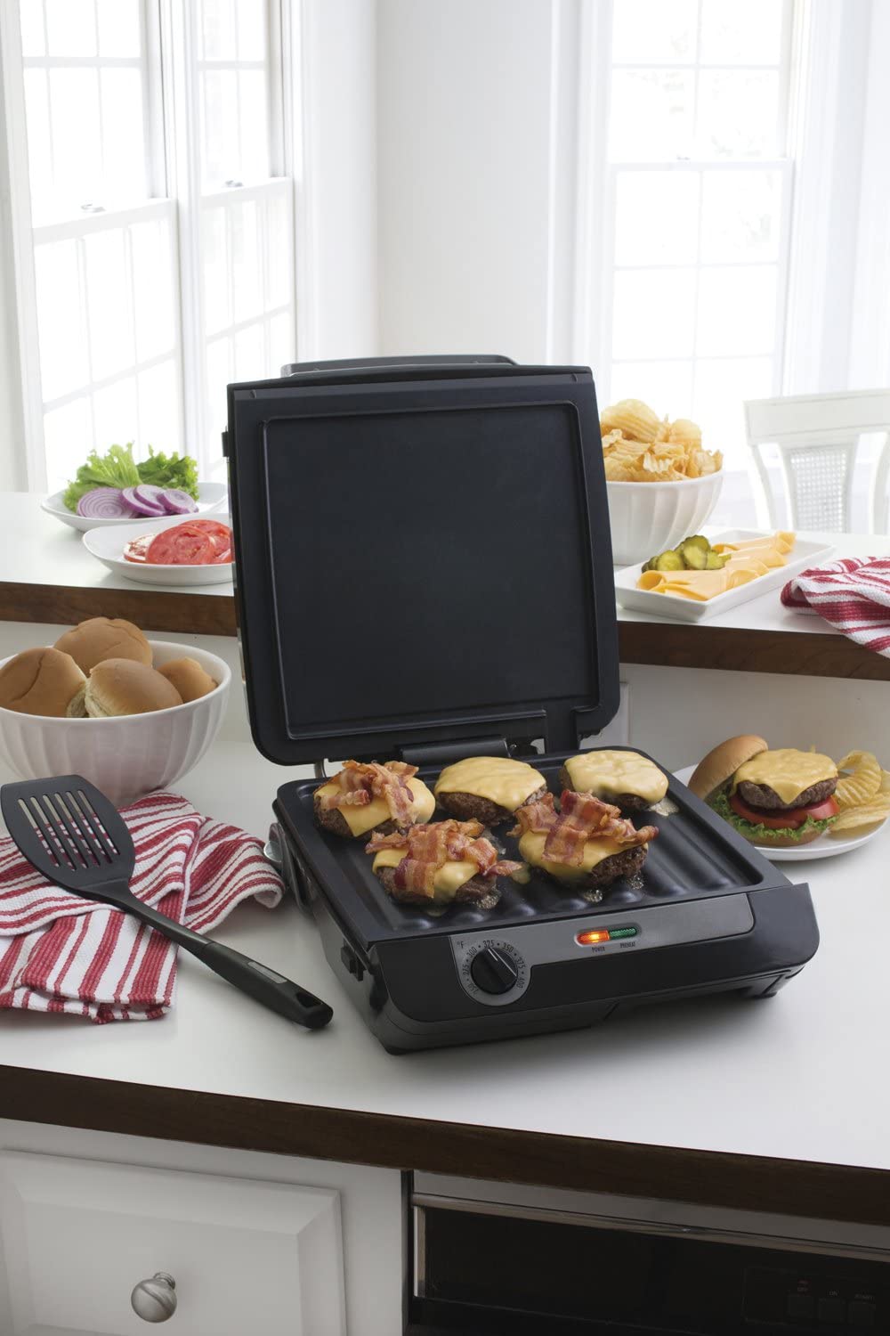 Hamilton Beach Electric Indoor Searing Grill with Viewing Window and Removable Easy-to-Clean Nonstick Plate - JOY2ESpree