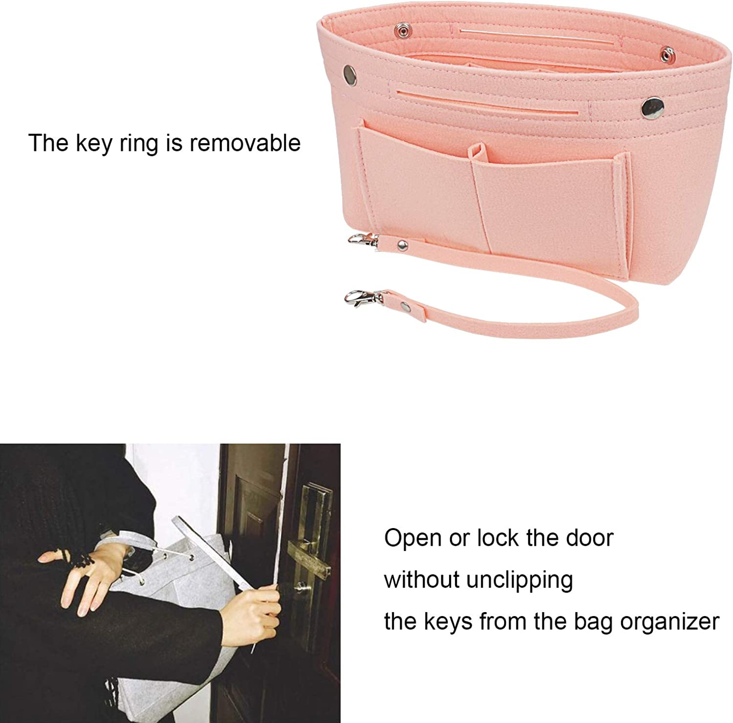 YIICOOLY Felt Tote Handbag Purse Organizer Insert Divider Shaper Bag in Bag