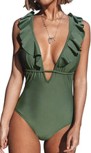 
                        
                          Cargar imagen en el visor de la galería, CUPSHE Women's One Piece Swimsuit Ruffle Deep V Neck Strappy Swimwear Bathing Suits
                        
                      