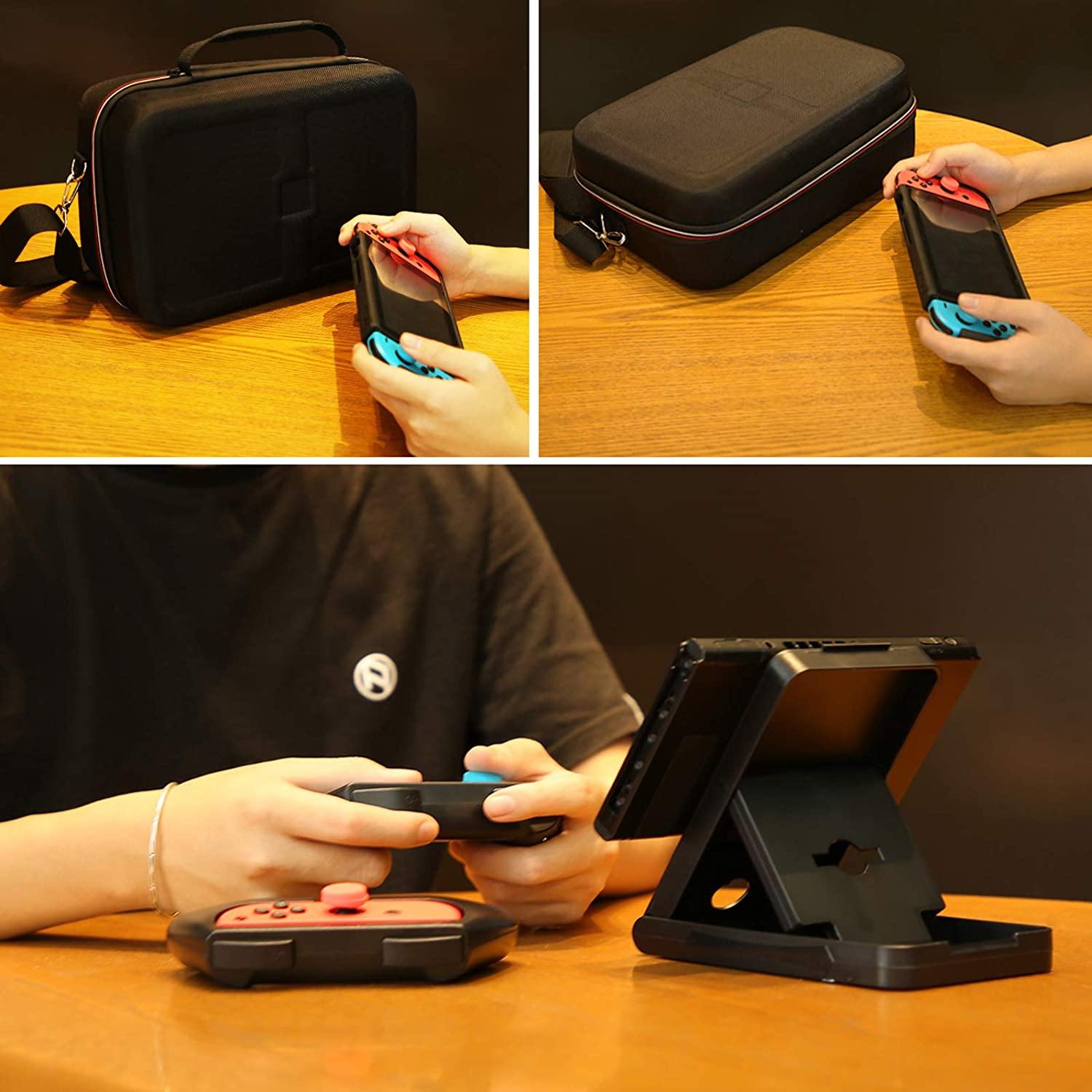 Case Accessories Kit Compatible with Nintendo Switch 12 in 1 Switch Carry Case PlayStand Grip Steering Wheel - JOY2ESpree