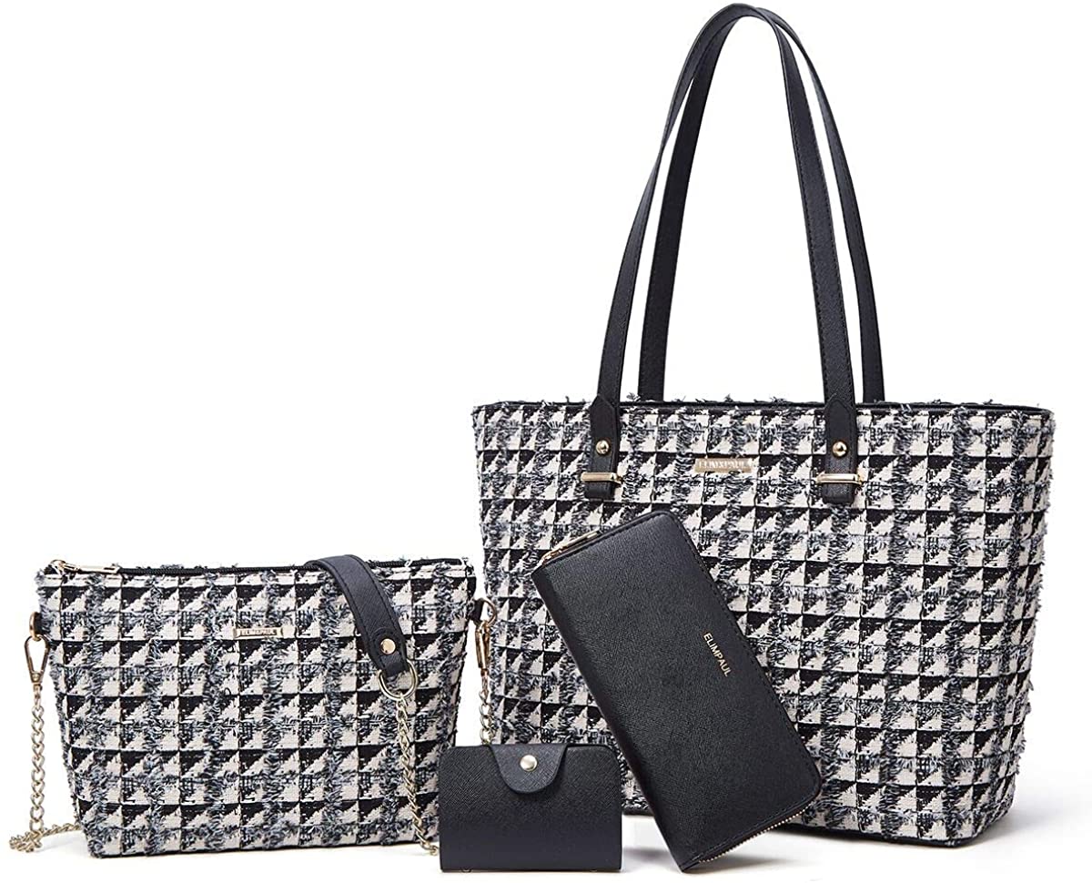 Women Fashion Handbags Wallet Tote Bag Shoulder Bag Top Handle Satchel Purse Set 4pcs
