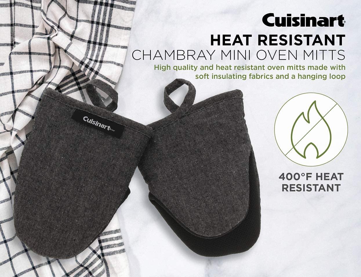 Cuisinart Chambray Neoprene Mini Oven Mitts, 2 Pack – Heat Resistant to 400 F . - JOY2ESpree