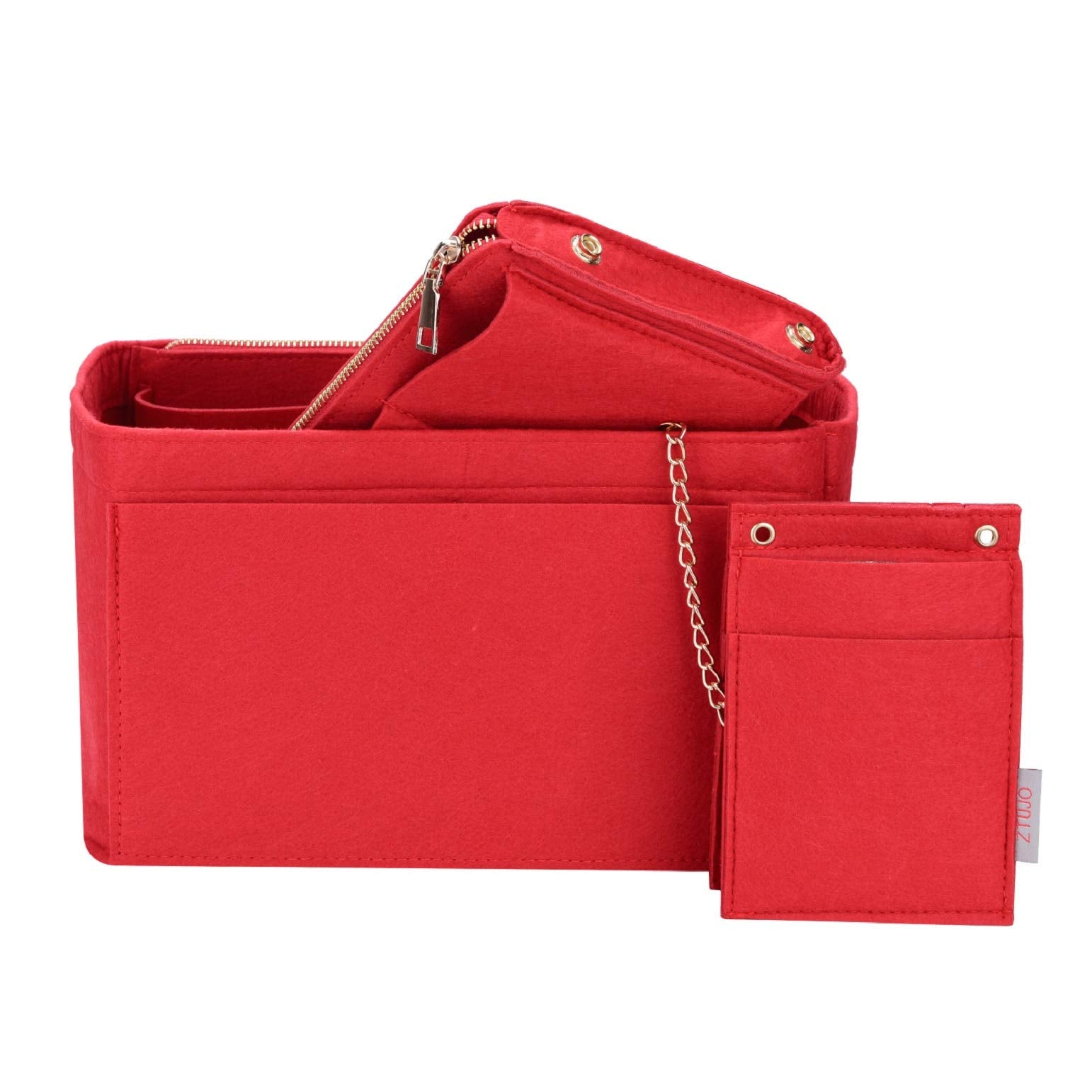 Purse Organizer, Purse Organizer Insert With 2 Metal Zipper, Bag Organizer With RFID Blocking Pocket Purse Organizer insert
