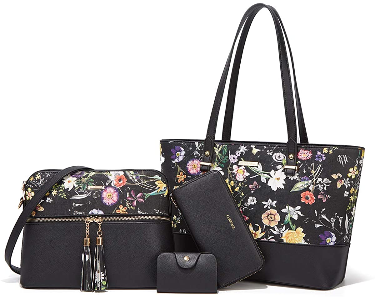 Women Fashion Handbags Wallet Tote Bag Shoulder Bag Top Handle Satchel Purse Set 4pcs