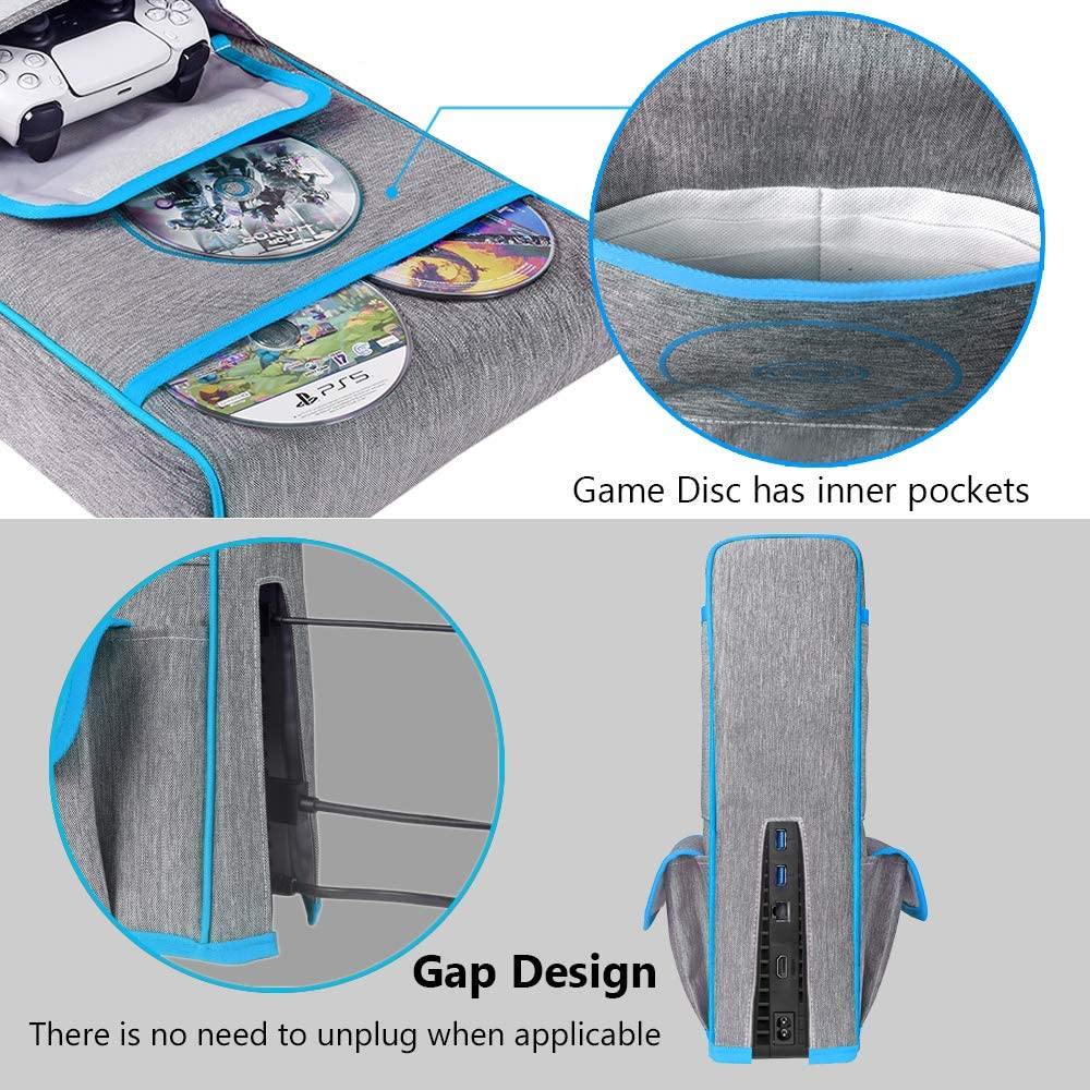 Esimen Sleeve Protective Case Dust Cover for PS5 Console /Playstation 5 Digital Edition ,PS5 Controller Cover Compatible with 12 Game Disc Pockets - JOY2ESpree