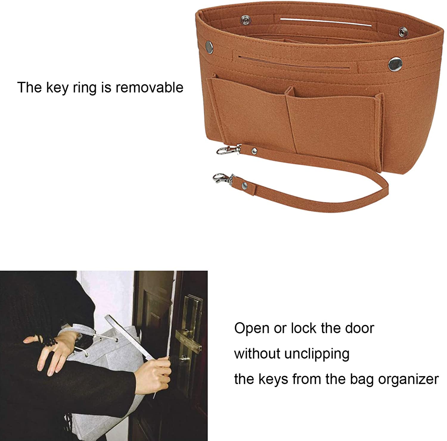 YIICOOLY Felt Tote Handbag Purse Organizer Insert Divider Shaper Bag in Bag